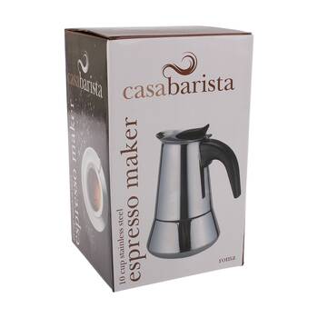 Casabarista Roma 10 Cup Durable Stainless Steel Espresso Maker