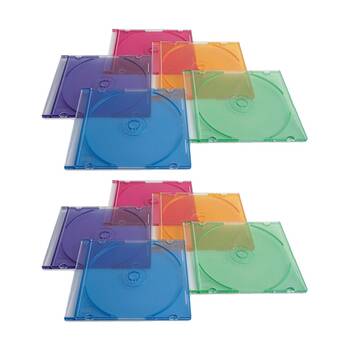 2 x 25pc VERBATIM CD/DVD Coloured Slim Storage Cases Disc Holders Multicolour