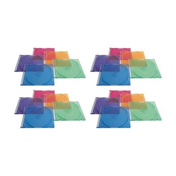 4 x 25pc VERBATIM CD/DVD Coloured Slim Storage Cases Disc Holders Multicolour
