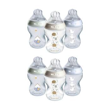 2x 3pc Tommee Tippee Natural Start Silicone Teat PP Boy Baby Bottle Set 260ml