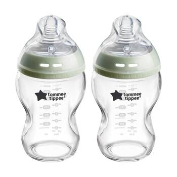 2PK Tommee Tippee Natural Start Glass Anti-Colic Baby Bottle Slow Flow 0m+ 250ml