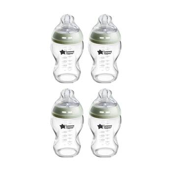 4PK Tommee Tippee Natural Start Glass Anti-Colic Baby Bottle Slow Flow 0m+ 250ml