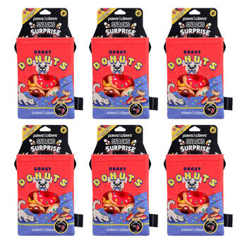 6x Paws And Claws Snack Surprise Doggy Donuts Pet Dog Chew Squeaker Toy 20x14.5x5cm