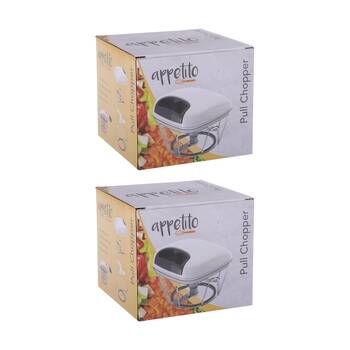2PK Appetito Manual Cord Pull Vegetable Chopper Kitchen Tool White/Grey