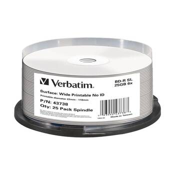 25pc VERBATIM Blu-ray Disc Recordable White Wide Inkjet Blank Discs 6x 25GB