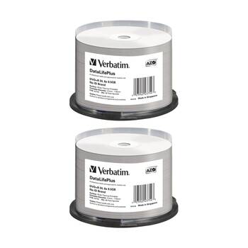 2 x 50pc VERBATIM DVD+R Double Layer White Wide Thermal Blank Discs 8x 8.5GB