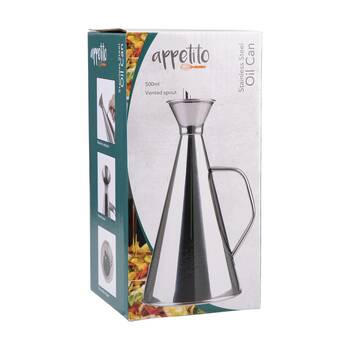 Appetito Durable Stainless Steel Oil Can W/ Vented Spout 500ml