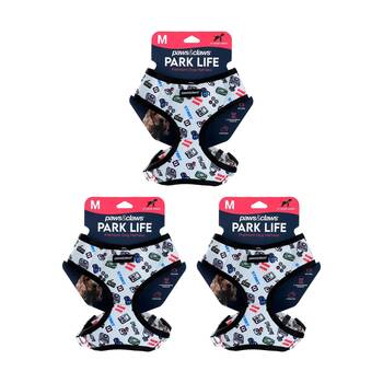 3x Paws And Claws Park Life Printed Pet Dog Harness Medium 37-50cm Assorted