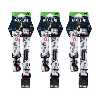 3x Paws And Claws Park Life Dog Collar & Lead Set Large 45-65cm 120x2.5cm Assorted