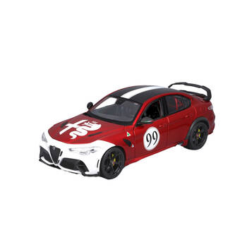 Bburago 2023 Alfa Romeo Giulia GTAm Comp Model Car #99 Toy Red White
