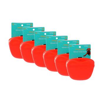 6x Paws And Claws Lightweight Portable Pet Dog/Cat Silicone Treat Pouch Red