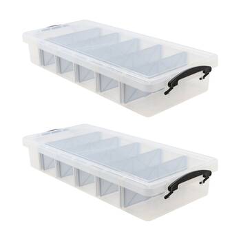 2x Boxsweden 6-Section Compartment Clear Organisation Storage Box 10L