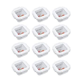 12PK Lemon And Lime Yorkshire Fresh Lock Glass Reusable Food Container 300ml