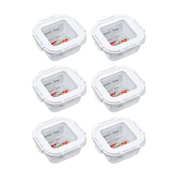 6PK Lemon And Lime Yorkshire Fresh Lock Glass Reusable Food Container 300ml