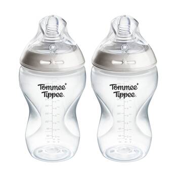 2PK Tommee Tippee Natural Start Clear Silicone Teat PP Baby Feeding Bottle 340ml