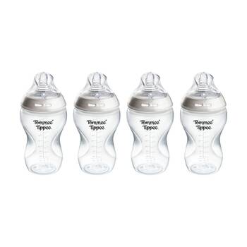 4PK Tommee Tippee Natural Start Clear Silicone Teat PP Baby Feeding Bottle 340ml