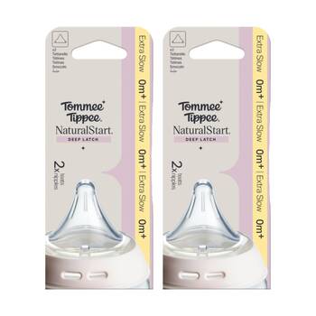 2x 2pc Tommee Tippee Natural Start Triangular Anti-Colic Breast Teat Ex Slow 0m+