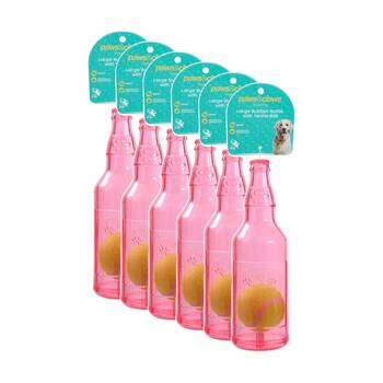 6x Paws And Claws Bottle & Tennis Ball Large Pet Dog Chew Squeaker Toy Assorted