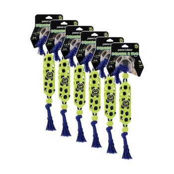 6x Paws And Claws Squeak & Tug Baton/Rope Pet Dog Chew/Fetch Toy 45x5x5cm Assorted