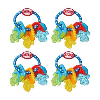 4x Nuby Icy-Bite Teether Keys W/ Pureice Gel Cooling Effect Multicolour
