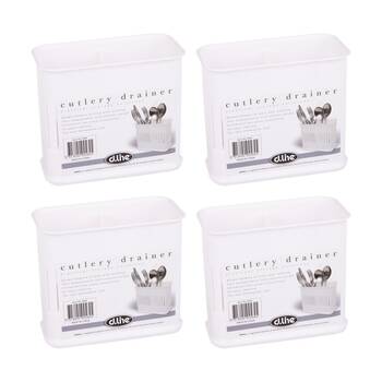 4PK D.Line Plastic Cutlery Drainer Twin Compartments Upright White