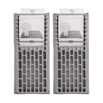 2PK D.Line Foldable Kitchen Drying Mat W/ Removable Rack Grey 50x38cm