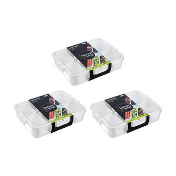 3x Lemon And Lime Snackal 8-Section Snack Food Container/Box 31x24x6.5cm
