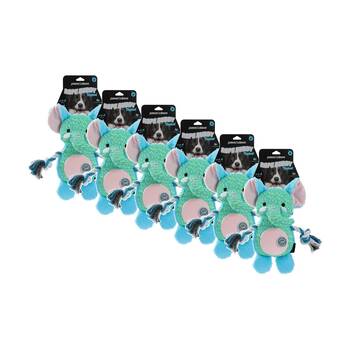 6x Paws And Claws Rope Buddy Fly-Knit Animals Dog Chew/Tug Squeaker Toy Assorted