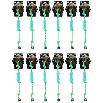 12x Paws And Claws TPR Rope Baton Tugger Dog Toy Durable 37x15x1.7cm Assorted