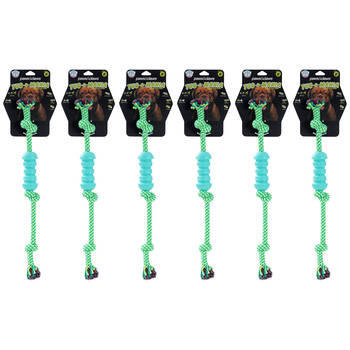 6x Paws And Claws TPR Rope Baton Tugger Dog Toy Durable 37x15x1.7cm Assorted