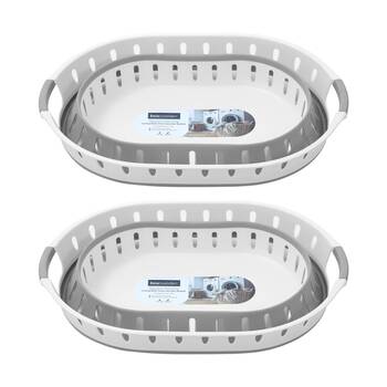 2x Boxsweden Collapsible Oval Laundry/Clothing Carry Basket 36L Assorted