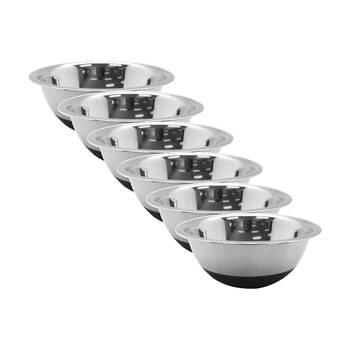 6x Lemon And Lime Stainless Steel Food Cooking Mixing Bowl Silicone Base 20cm