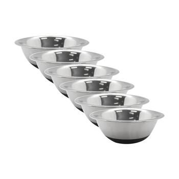 6x Lemon And Lime Stainless Steel Food Cooking Mixing Bowl Silicone Base 24cm