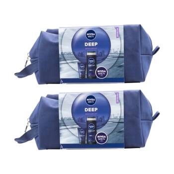 2x 3pc Nivea Deep Skincare Kit W/ Shower Gel, Face/Beard Wash & Creme