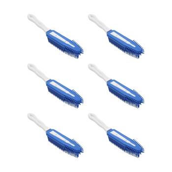 6x Paws And Claws Pet Dog/Cat Bristle Brush W/ Ergonomic Handle Blue/White 27cm