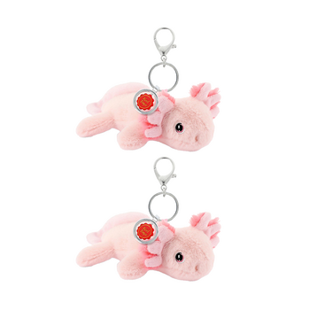 2x Keeleco 100% Recycled Material Plush Bag Charm Keychain Accessory Axolotl