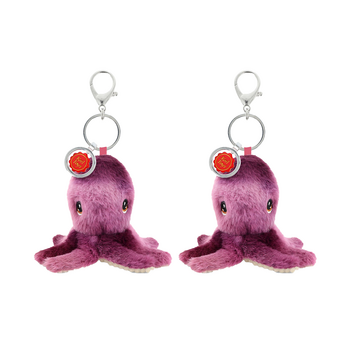 2x Keeleco Recycled Material Plush Bag Charm Keychain Accessory 8x6cm Octopus