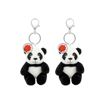 2x Keeleco Recycled Material Plush Bag Charm Keychain Accessory 8x6cm Panda