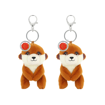 2x Keeleco 100% Recycled Material Plush Bag Charm Keychain Accessory Meerkat