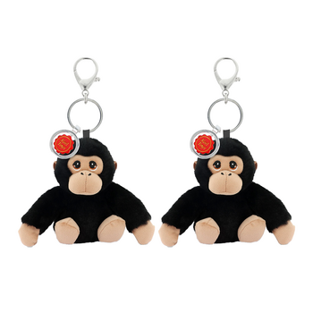 2x Keeleco Recycled Material Plush Toy Bag Charm Keychain Accessory Chimp