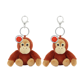 2x Keeleco Recycled Material Plush Toy Bag Charm Keychain Accessory Orangutan