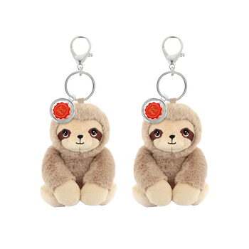 2x Keeleco Recycled Material Plush Toy Bag Charm Keychain Accessory Sloth