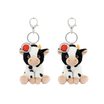 2x Keeleco Recycled Material Plush Toy Bag Charm Keychain Accessory Cow
