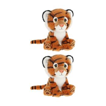 2x Keeleco 100% Recycled Material Weighted Delux 30cm Animal Plush Toy Tiger