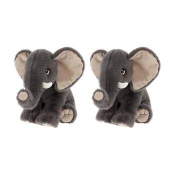 2x Keeleco Delux Plush Toy Soft Grey Stuffed Animal W/ Beige Ears Elephant