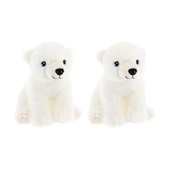 2x Keeleco Delux Plush Toy Soft White Stuffed Animal Blue Eyes Polar Bear