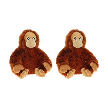 2x Keeleco 100% Recycled Material Weighted Delux Animal Plush Toy Orangutan