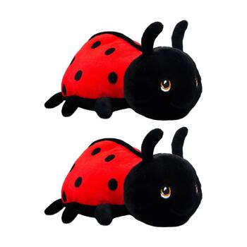 2x Keeleco 100% Recycled Material Weighted Animal Plush Toy Ladybird