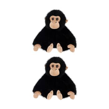 2x Keeleco Delux Plush Toy Soft Black/Beige Cuddly Stuffed Animal Chimp