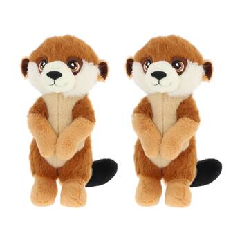 2x Keeleco 100% Recycled Material Weighted Delux 20cm Animal Plush Toy Meerkat